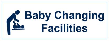 Sign - Baby Changing Facilities Self Adhesive Vinyl 30 x 10cm Blue On White