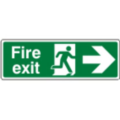 Sign - Fire Exit Right Self Adhesive Vinyl 30 x 10cm White On Green