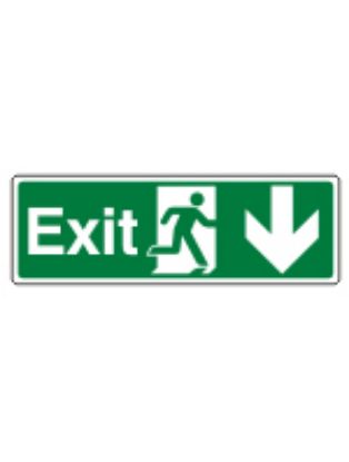 Sign - Exit Down Self Adhesive Vinyl 30 x 10cm White On Green