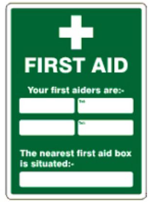 Sign - Nearest First Aider &  Box Self Adhesive Vinyl 30 x 40cm White On Green