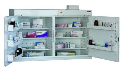 Cabinet Medicine (Two Doors) 66X100x30cm (6 Shelves) With Warning Light