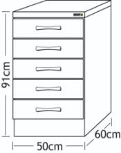 Cabinet Drawer Pack Beech 50cm With Grey Worktop (No Locks)