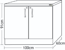 Cabinet Base Unit Beech 100cm With Grey Worktop