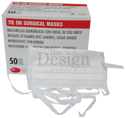Mask Face Tie-On White 3 Ply (Dehp) x 50