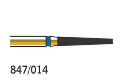 Bur Diamond (Diatech) Multilayer Gold Flat End Taper Fg 847 Iso 014 ml x 5