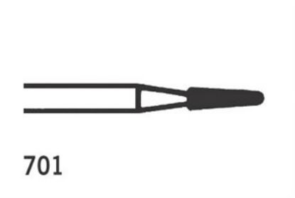 Bur Tungsten Carbide Jet (Kerr) Taper Fissure Long Cross Cut Fg 701L Iso 012 x 5