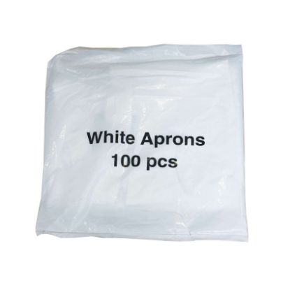 Apron Disposable 16 Micron 685 x 1170mm White Flatpack x 100