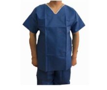 Scrub Suit Top/Bottom Royal Blue Small Disposable x 1 (Single)