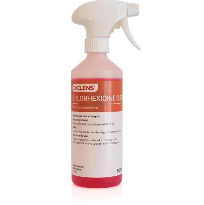 Co-Clens Chlorhexidene 0.5% Pink 500ml Spray Bottle x 1