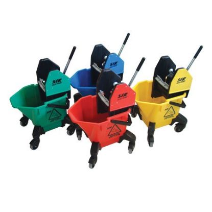 Mop Bucket With Mop Press Wringer 13 Litre - 3" Castors - Various Colours Available
