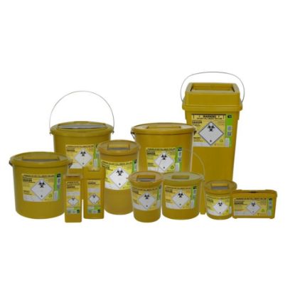 Eco Sharps Bins + Lid - Yellow - Various Sizes Available